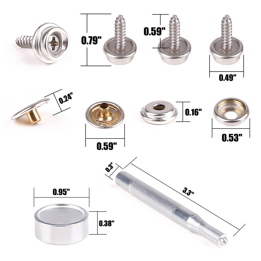62PCS Canvas & Upholstery Boat Cover Snap Button Fastener Kit w/ Installation