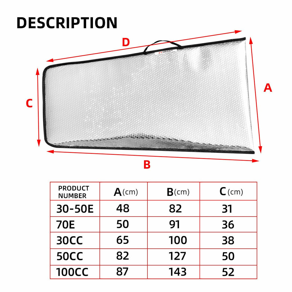 Bubble Protection Wing Bag For 30-50E 70E 30CC 50CC 100CC RC Model Plane Silver