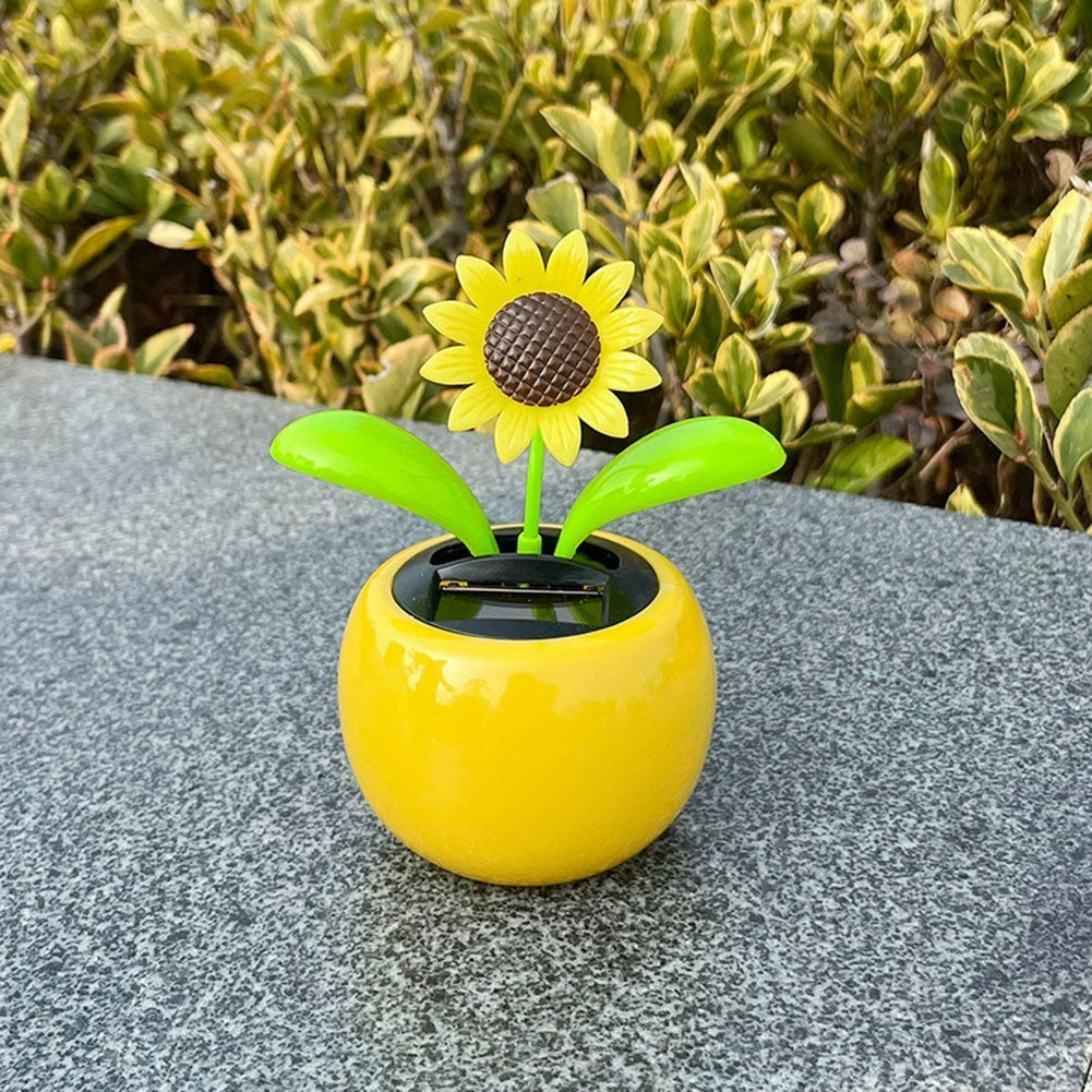 Pack of 4 Solar Powered Bubble Head Dancing Flowers for Office and Car Decor
