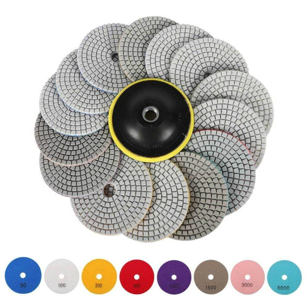 UK 16pcs Diamond Polishing Pads Wet Dry 4 Inch Set Kit For Concrete Marble Tile