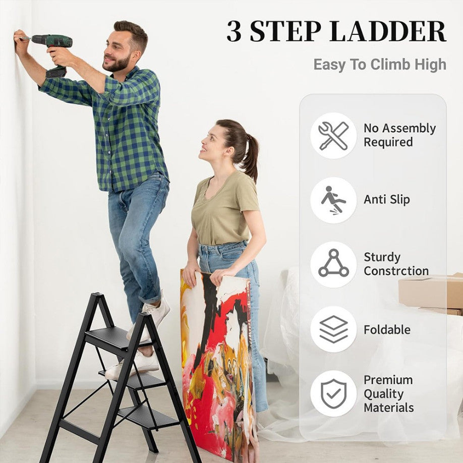 Portable Step Ladder Lightweight Folding Step Stool w/Anti Slip Tread Heavy Duty
