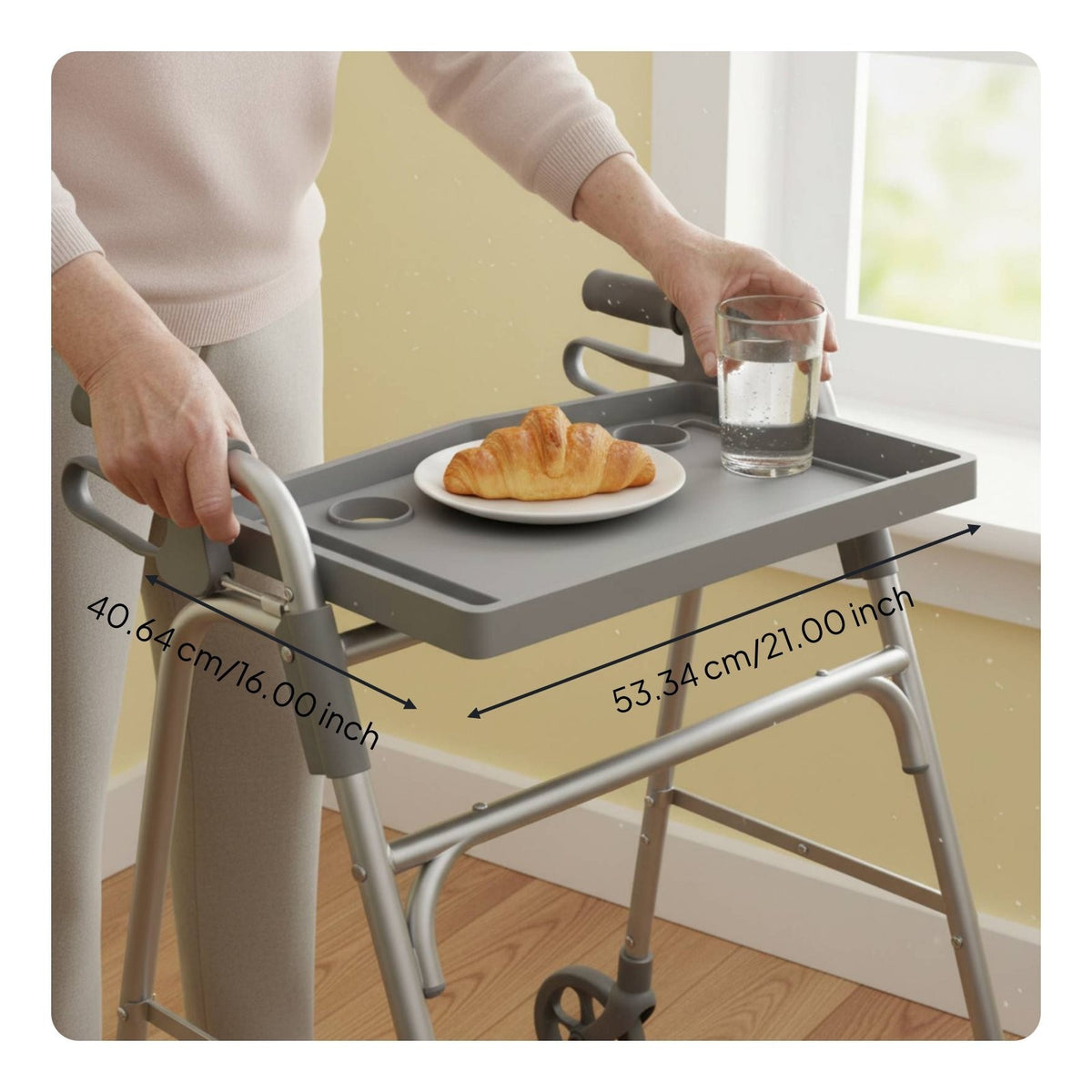 Mobility Aid Tray with Cup Holders Walker Tray with Cup Holder Lightweight