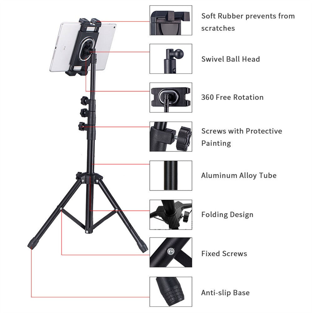 Heavy Duty Universal Floor Tablet Tripod Stand Adjust iPad Pro 4.7-12.9" Meeting