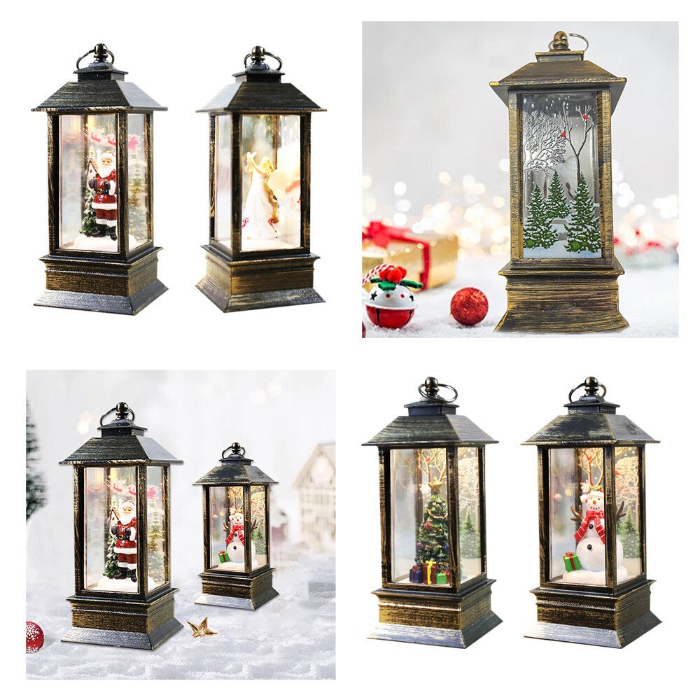 Christmas Snow Globe Lantern LED Light Santa Hanging Night Lamp UK