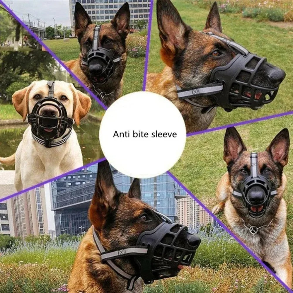 Adjustable Silicone Dog Muzzle Anti-Bite Chew Bark Basket Mask for Training UK