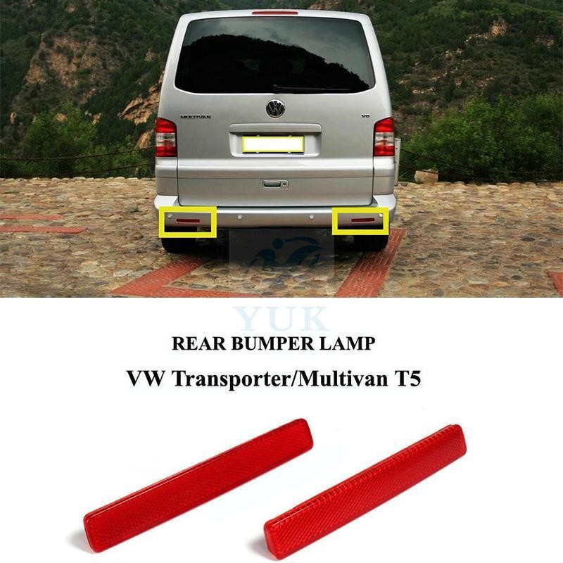 Red Lens Rear Bumper Reflector Assembly Light L+R  For VW TRANSPORTER T5 2003-11