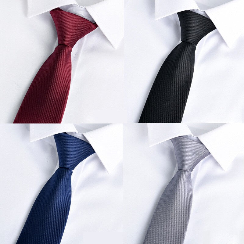 6cm Men's Solid Tie Zip Up Skinny Necktie Slim Narrow Ties Casual Convenient