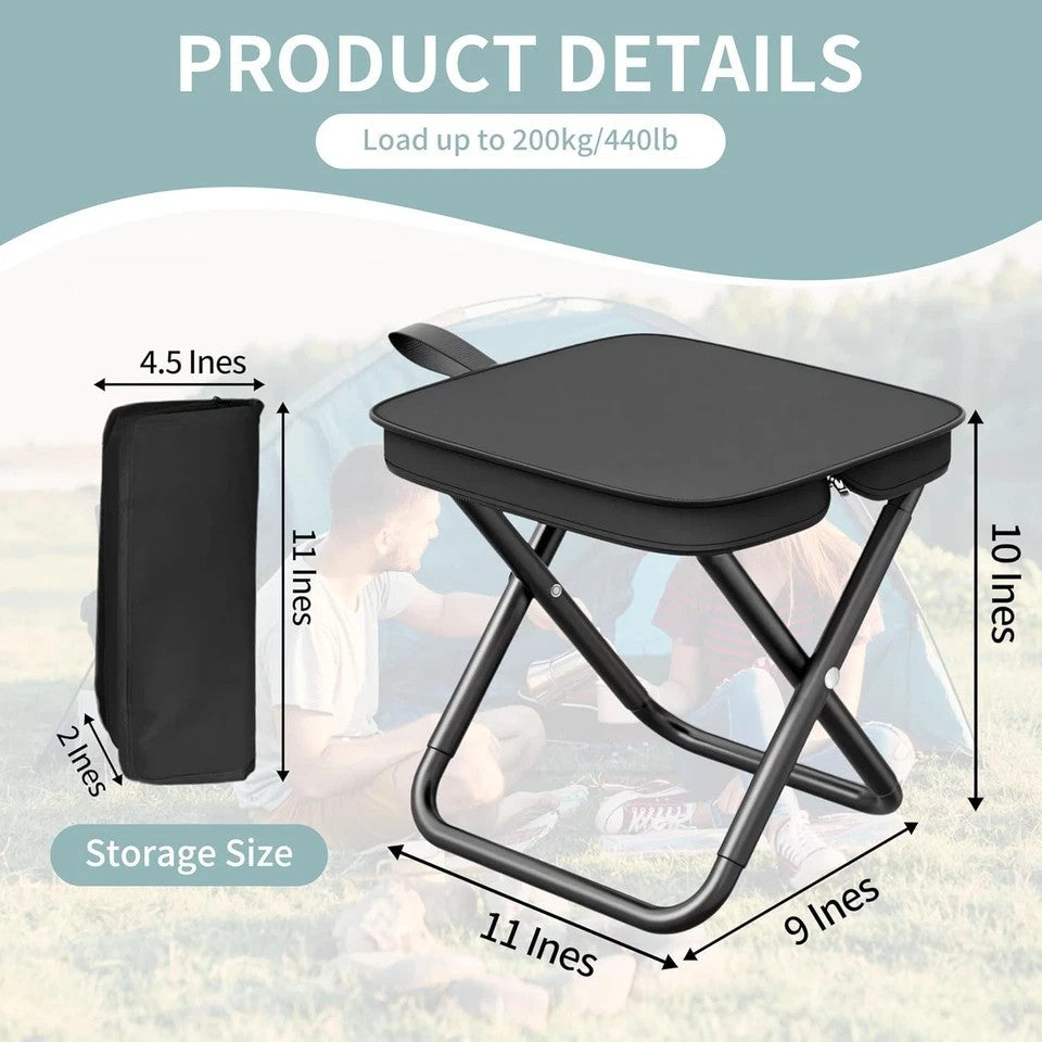 2X Folding Stool Portable Chair Steel Bracket for Outdoor Hiking Fishing Travel