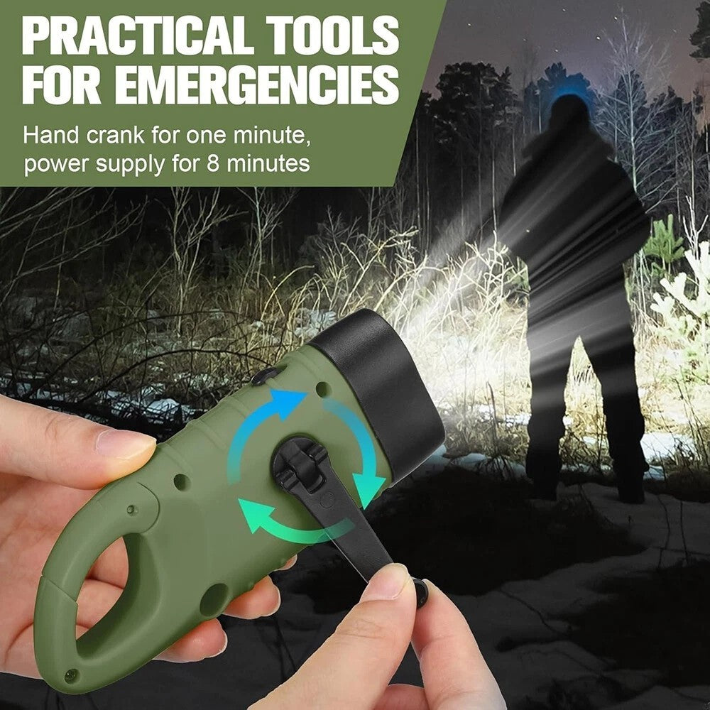 2PCS LED Torch Solar Hand Crank Flashlight Wind Up Super Bright Camping Light UK