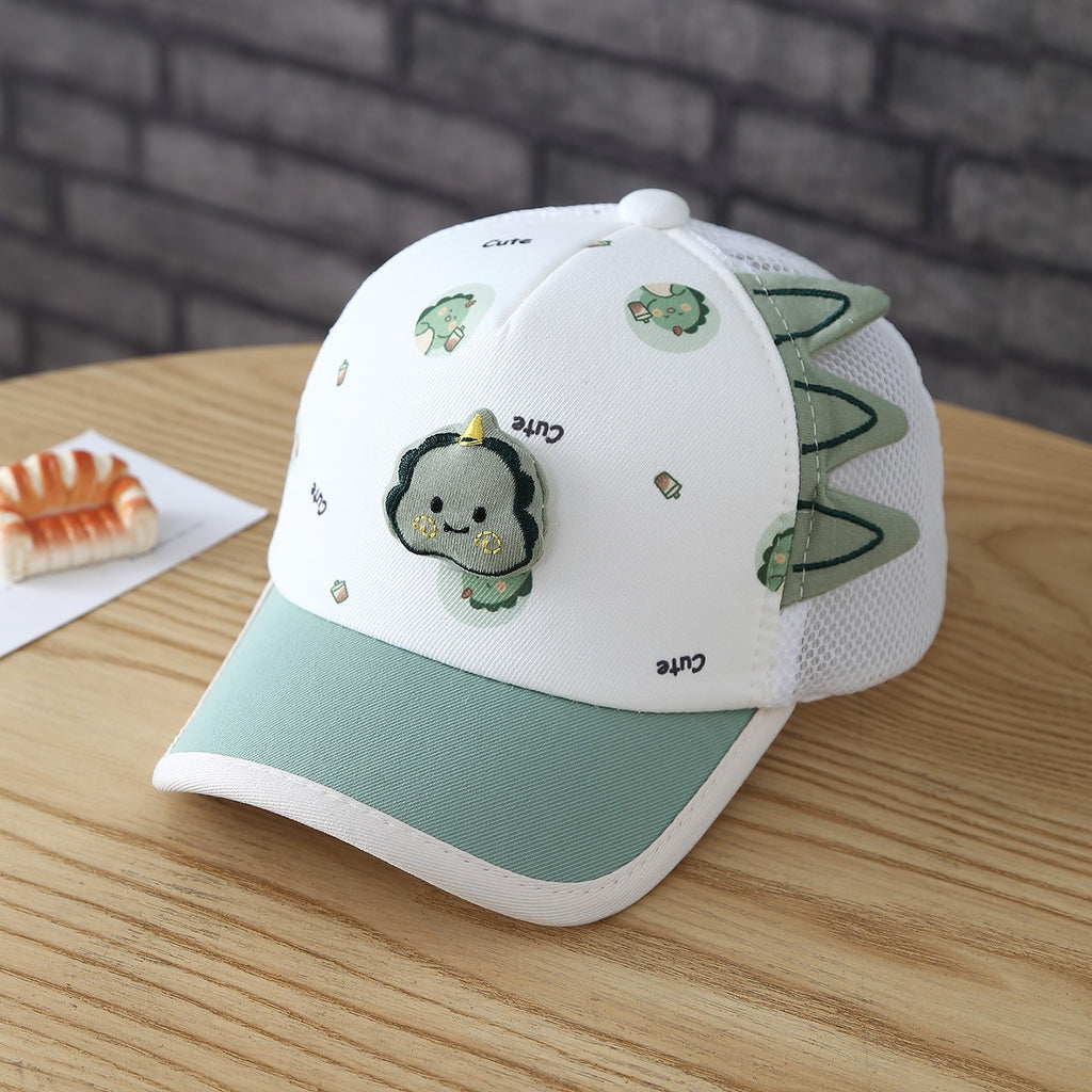 Children's Trendy Printed Lettering Cartoon Animal Semi-netted Brimmed Hat...