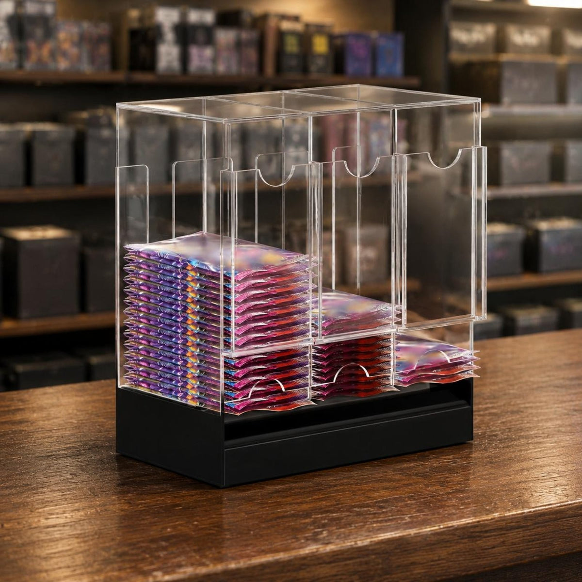TCG Booster Pack Dispenser Shielding Acrylic Card Display Box Space-Saving