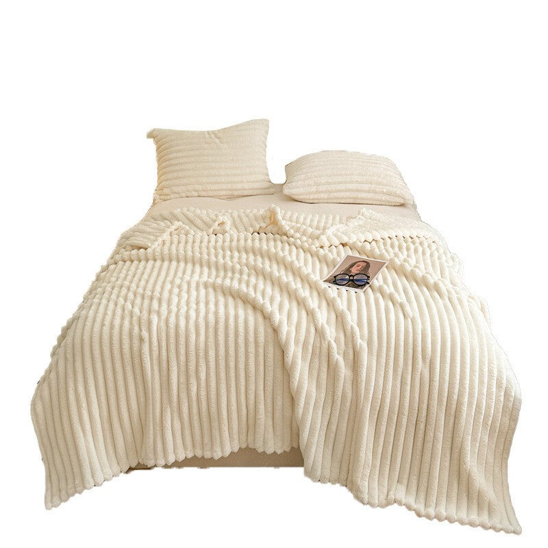 Ribbed Soft Fleece Throws Chunky Cord Blanket Faux Fur Warm Sofa Bed Blanket UK
