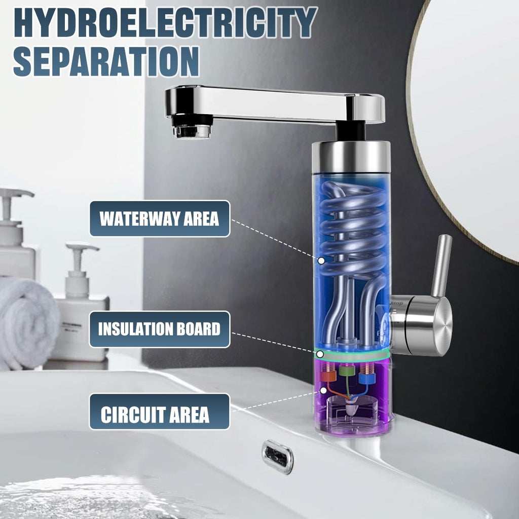 360° Electric Heating Tap Bathroom Fast Instant Hot Water Heater Kitchen Faucet