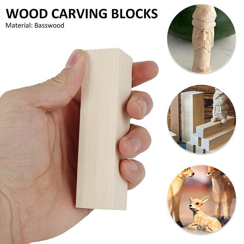 10Pcs Basswood Carving/Whittling Wood Blocks Crafts Tool Kit 10*2.5*2.5cm/4inch