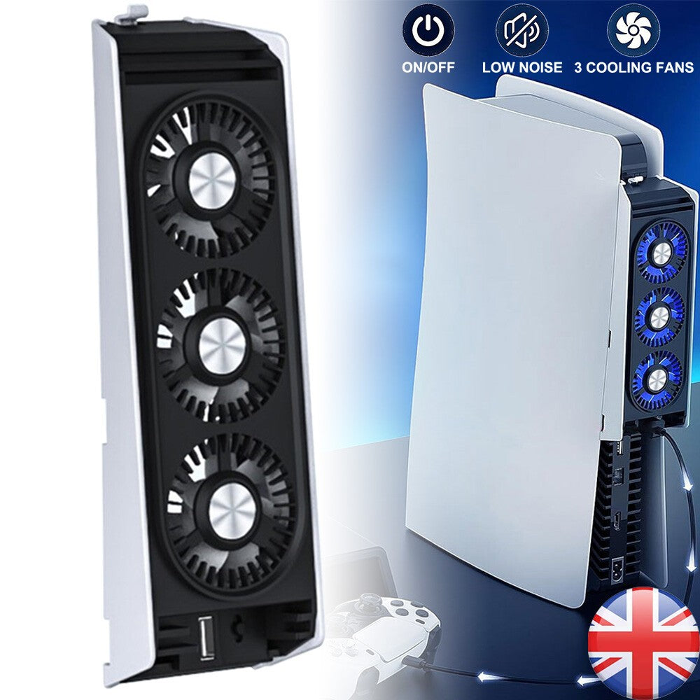 LED Turbo Cooling Fan for PS5 PlayStation 5 Console, 2 speed, USB 3.0 UK Seller