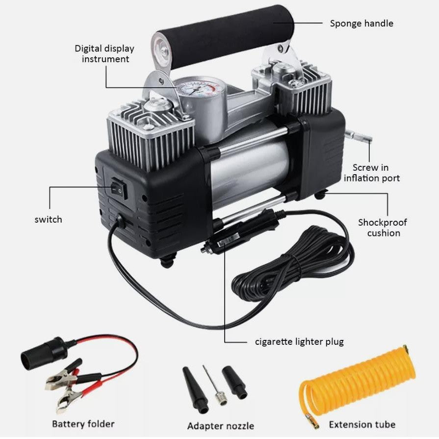 12V Heavy Duty  Electric Car Tyre Inflator 150PSI Portable Air Compressor Pump