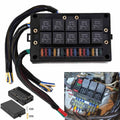 12V Pre-Wired Fuse Relay Box with 10X 5-Pin 40A Relays and 15X Slot for Auto RV