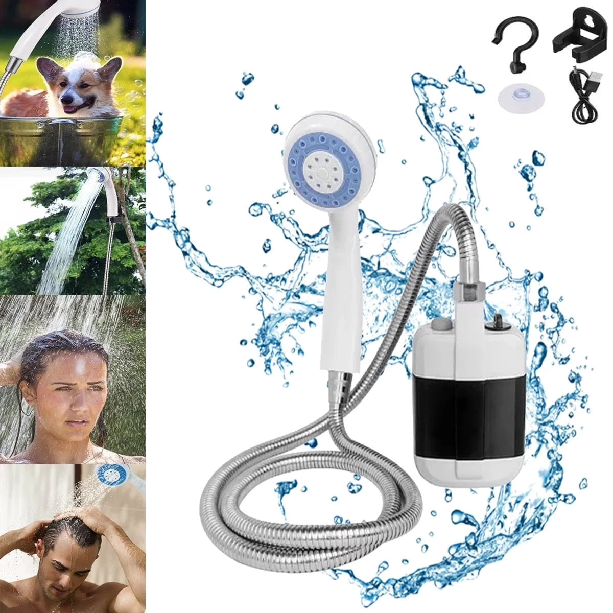 Outdoor Portable Camping Shower USB Rechargeable Electric Shower Pump For Garden