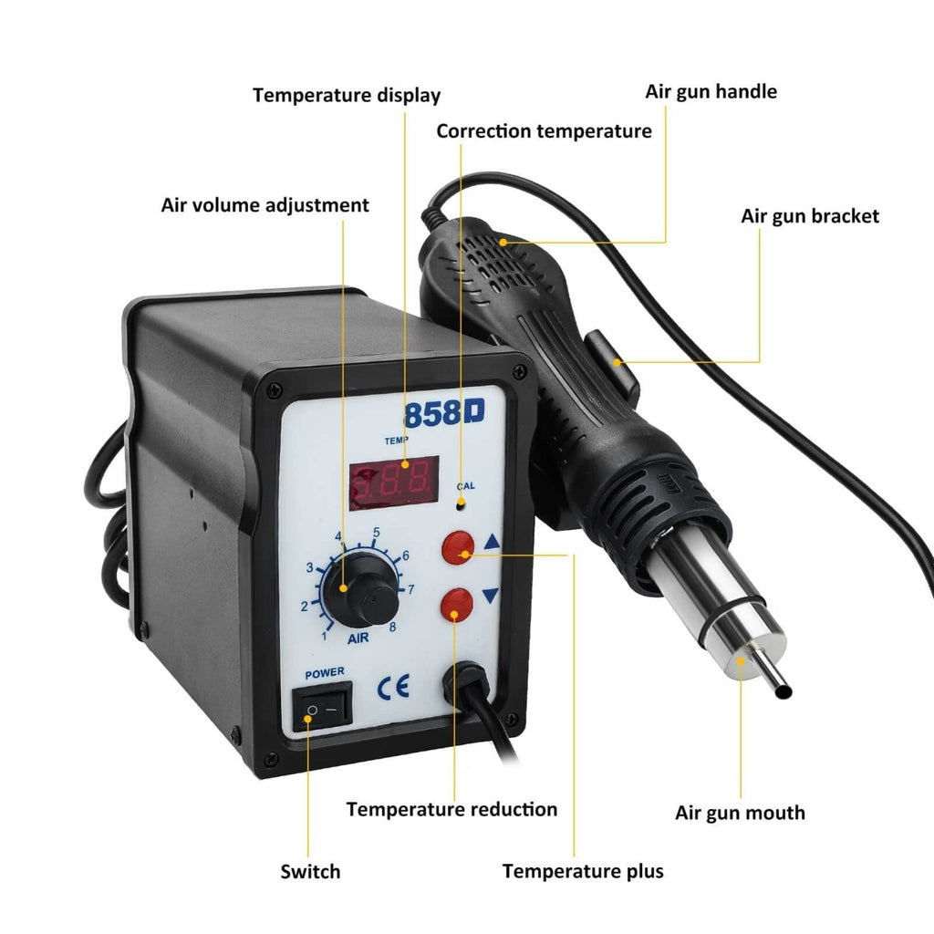 700W 858D SMD Soldering Desoldering Iron Station Hot Air Rework Gun Tool 220V