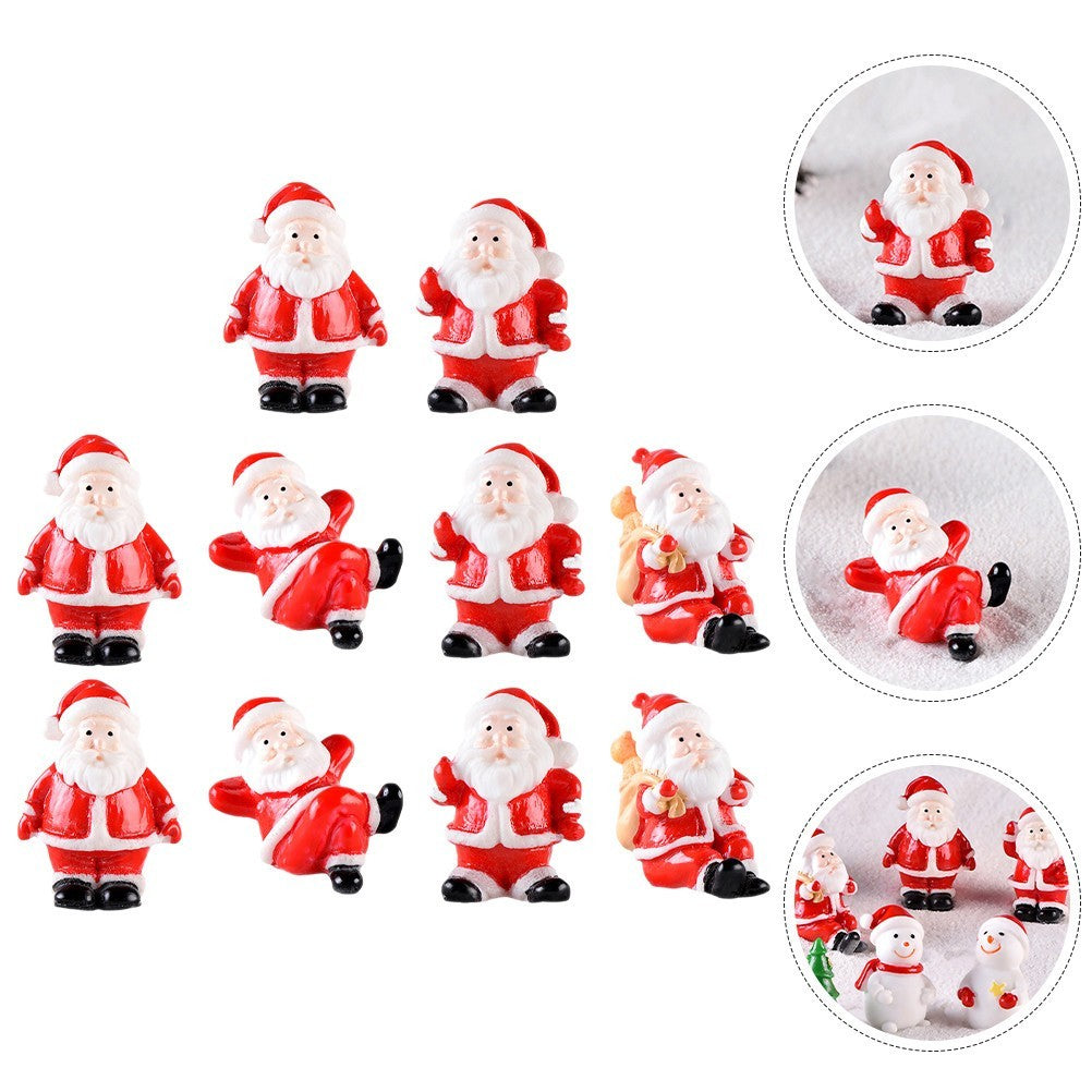 10 Pcs Xmas Mini Resin Snowman Figurines Christmas Miniature Decor Set