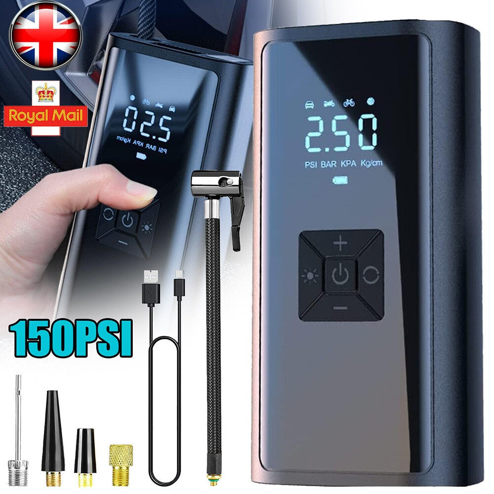 Car Tyre Inflator Cordless Digital USB Rechargeable Tire Air Compressor Pump UK