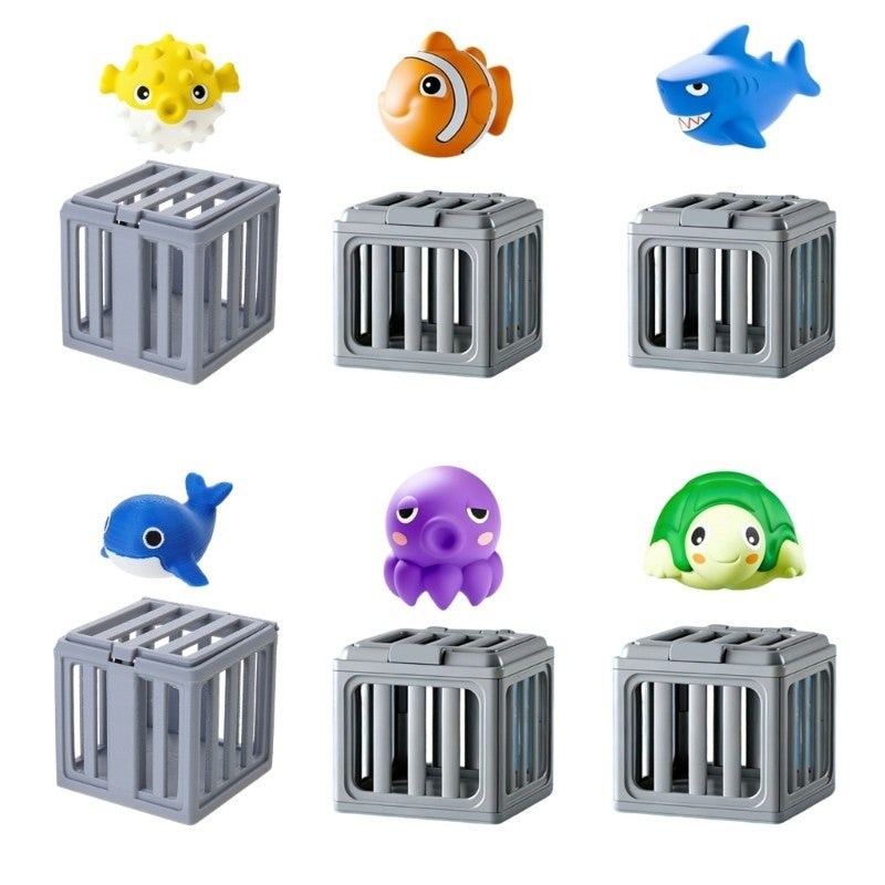 Interactive Pool Diving Rescued Toy Set For Kids Water Game Fun With Cage Animal