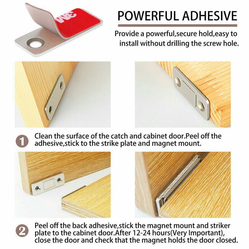 10set Strong Magnetic Catch Latch Ultra Thin For Door Cabinet Cupboard Closer