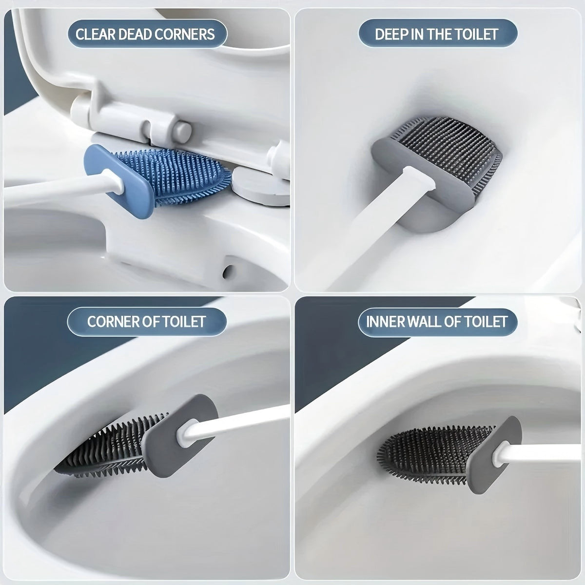 Brush And Holder Bathroom Toilet Brush Holder Set Silicone Brush Durable