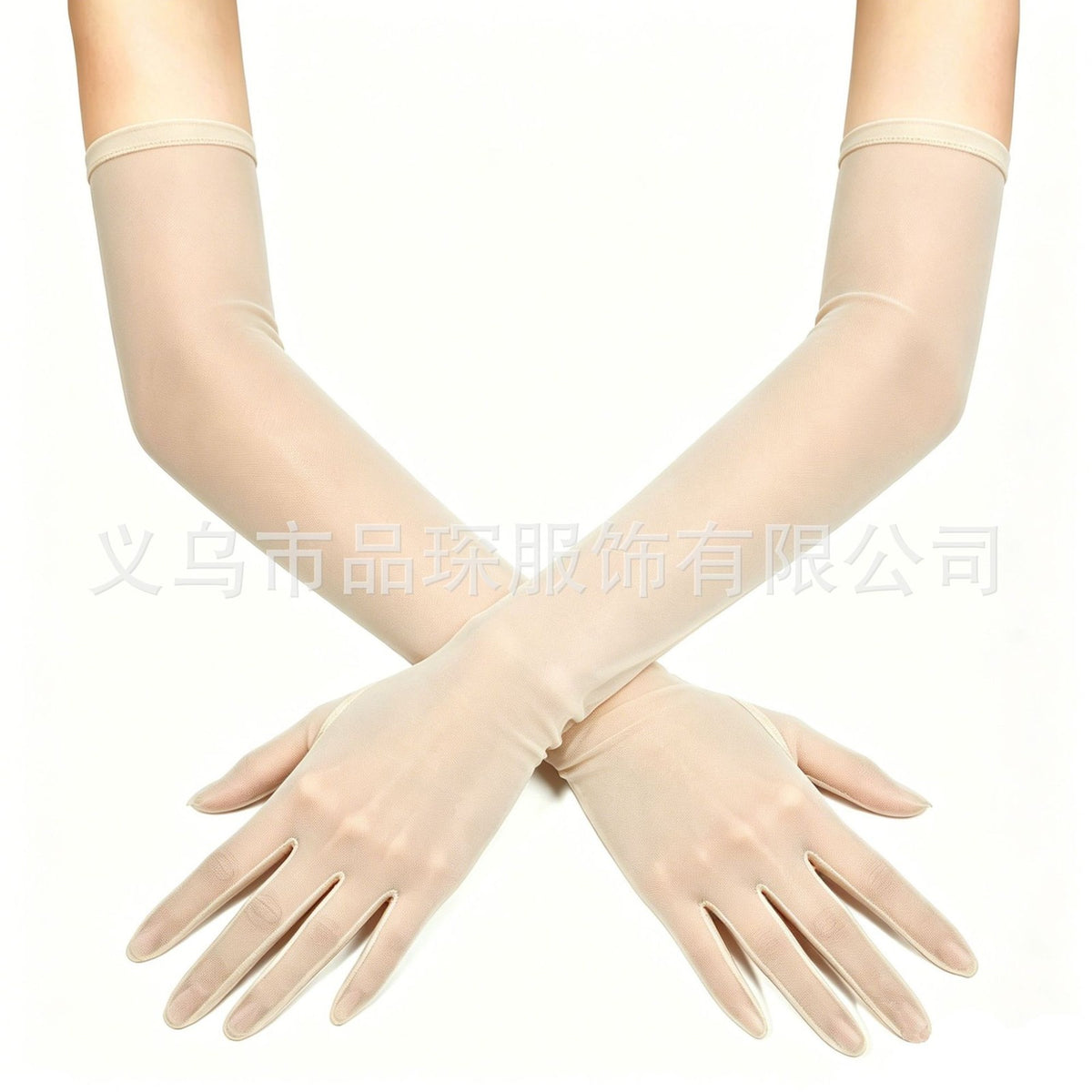 Women Sheer Mesh Full Finger Long Gloves Arm Opera Wedding Bridal Sun Protection