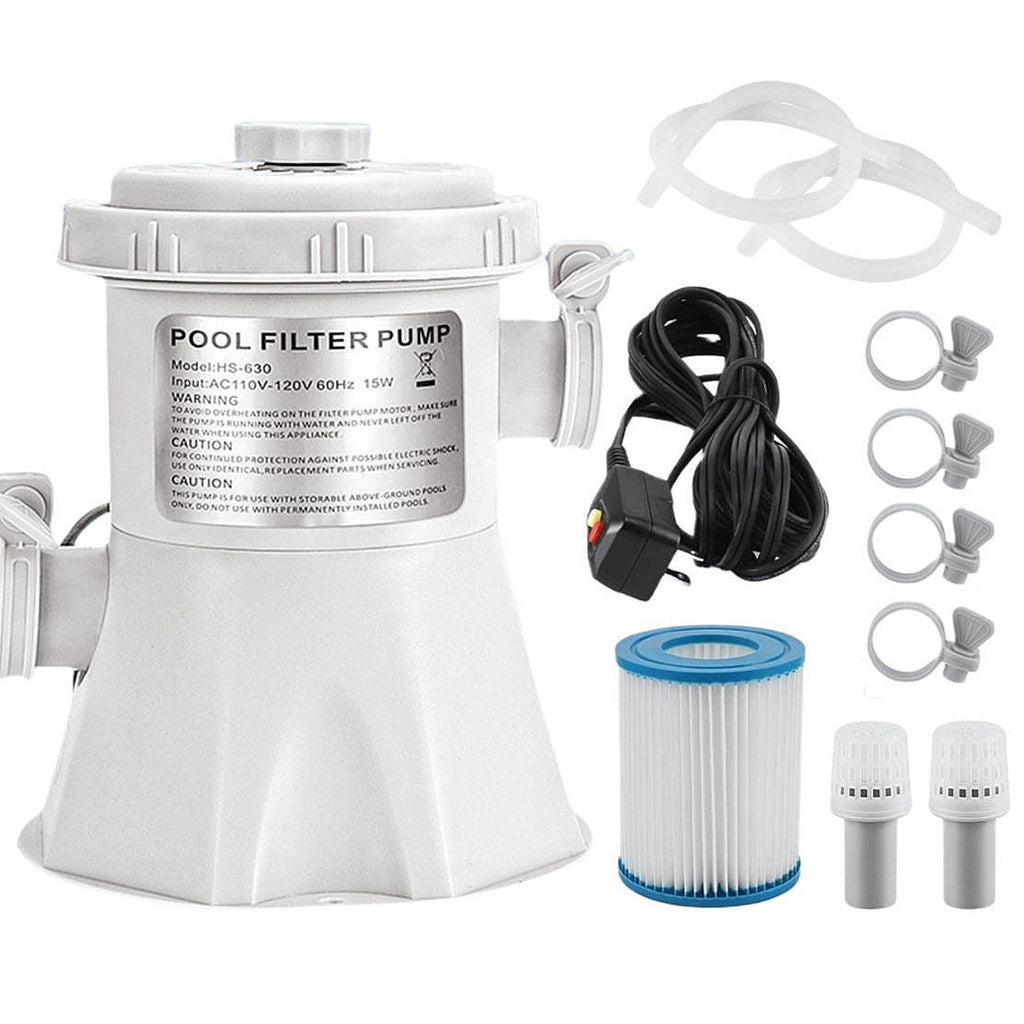 Swimming Pool Electric Filter Pump Paddling Pool Water Flowclear 300gal/H UK