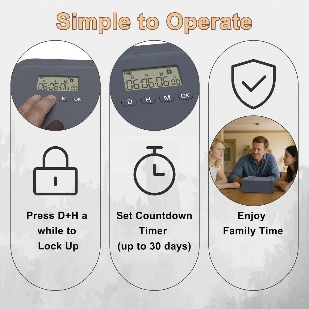 Smart Lock Box with Timed Digital Timer and Combination Lock for Snacks