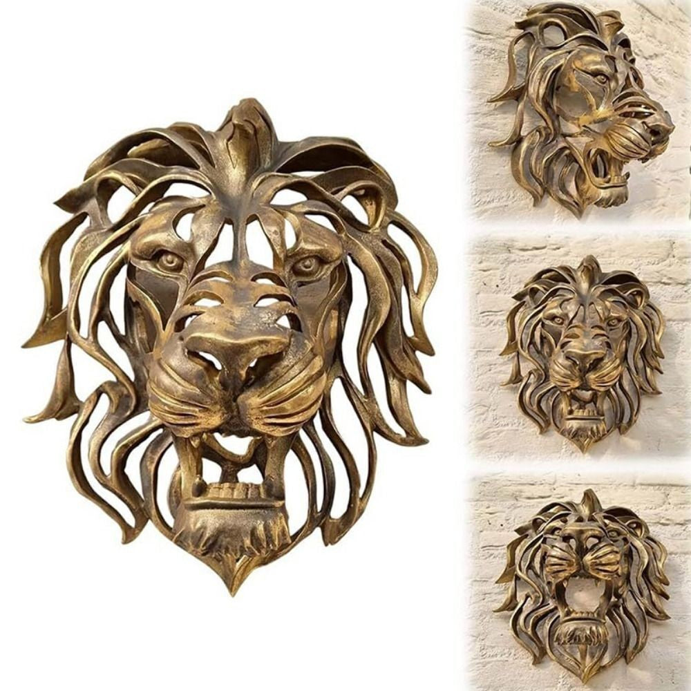 Ornament Lion Head Sculpture Wall Mounted Art Wall Decor Lion Head Wall Art