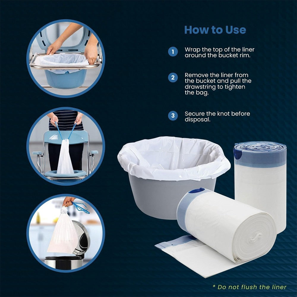Pack of 40 Commode Liners with Absorbent Pad Odorless Disposable Bags Universal