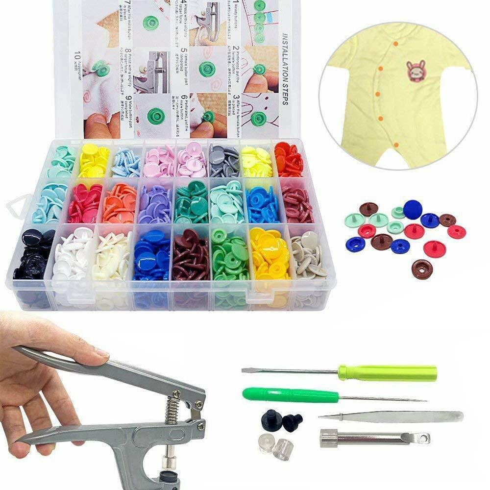 New 24 Colours 360 Sets T5 Plastics Snaps Fasteners KAM Snap Plier Kit