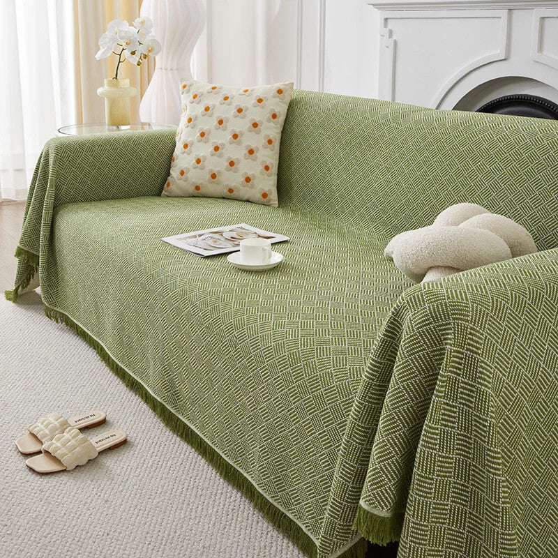 Fringed Cotton Throws Large Size Sofa Cover Bedspread Blankets For Settee Bed