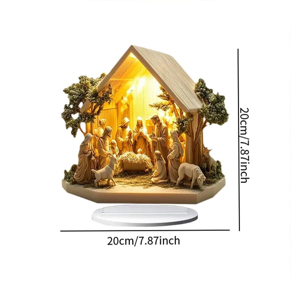 Christmas Nativity Scene Figurine Home Decor Desktop Acrylic Table Ornament UK