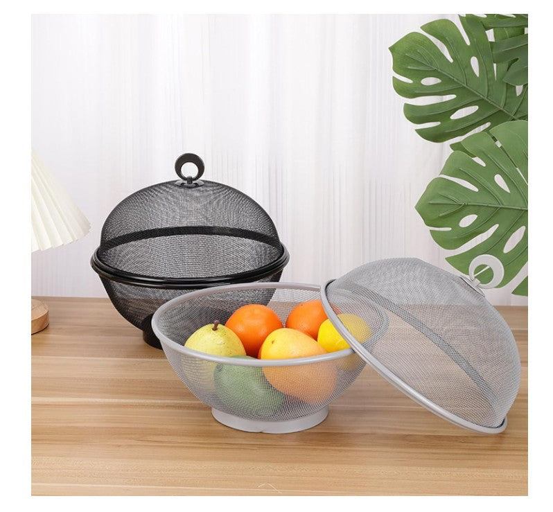 Fruit Fly Proof Fruit Bowl, Large Capacity Mesh Fruit Basket with Lid Cover