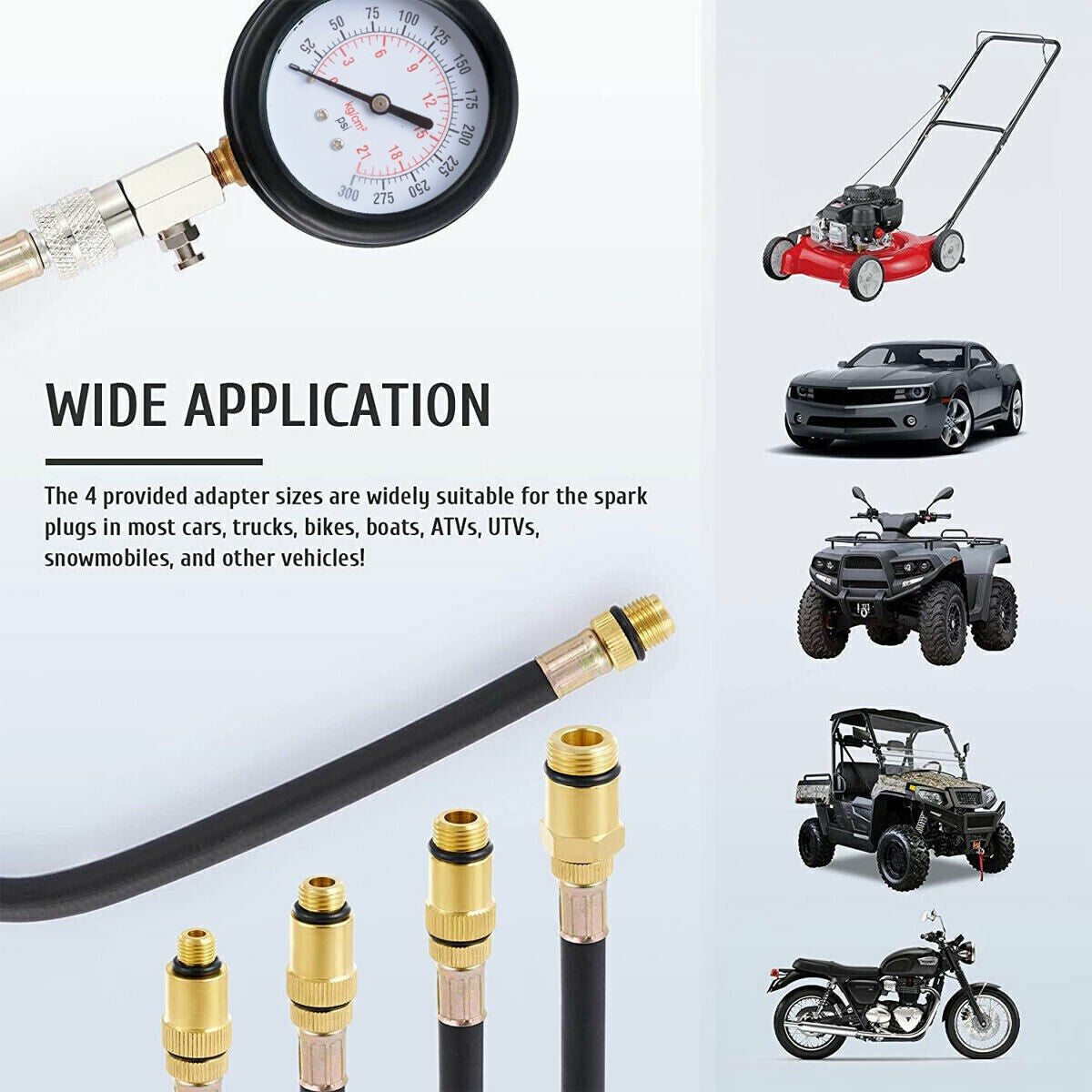 Automotive Petrol Engine Compression Tester Test Set Gauge Car Motorcycle Tool