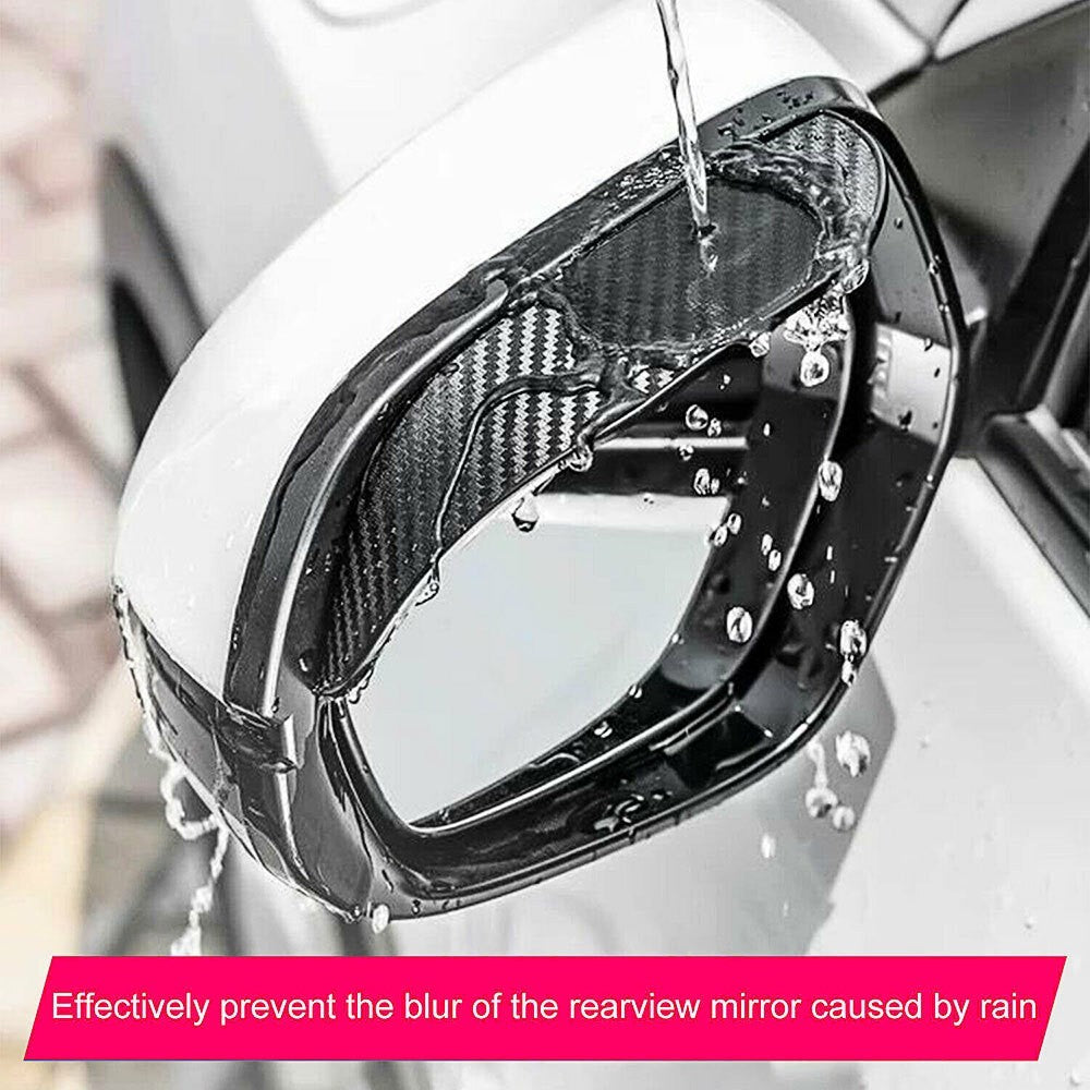 2X Car Carbon Fiber Black Car Mirror Rain Visor Guard For Auto Car Accessories