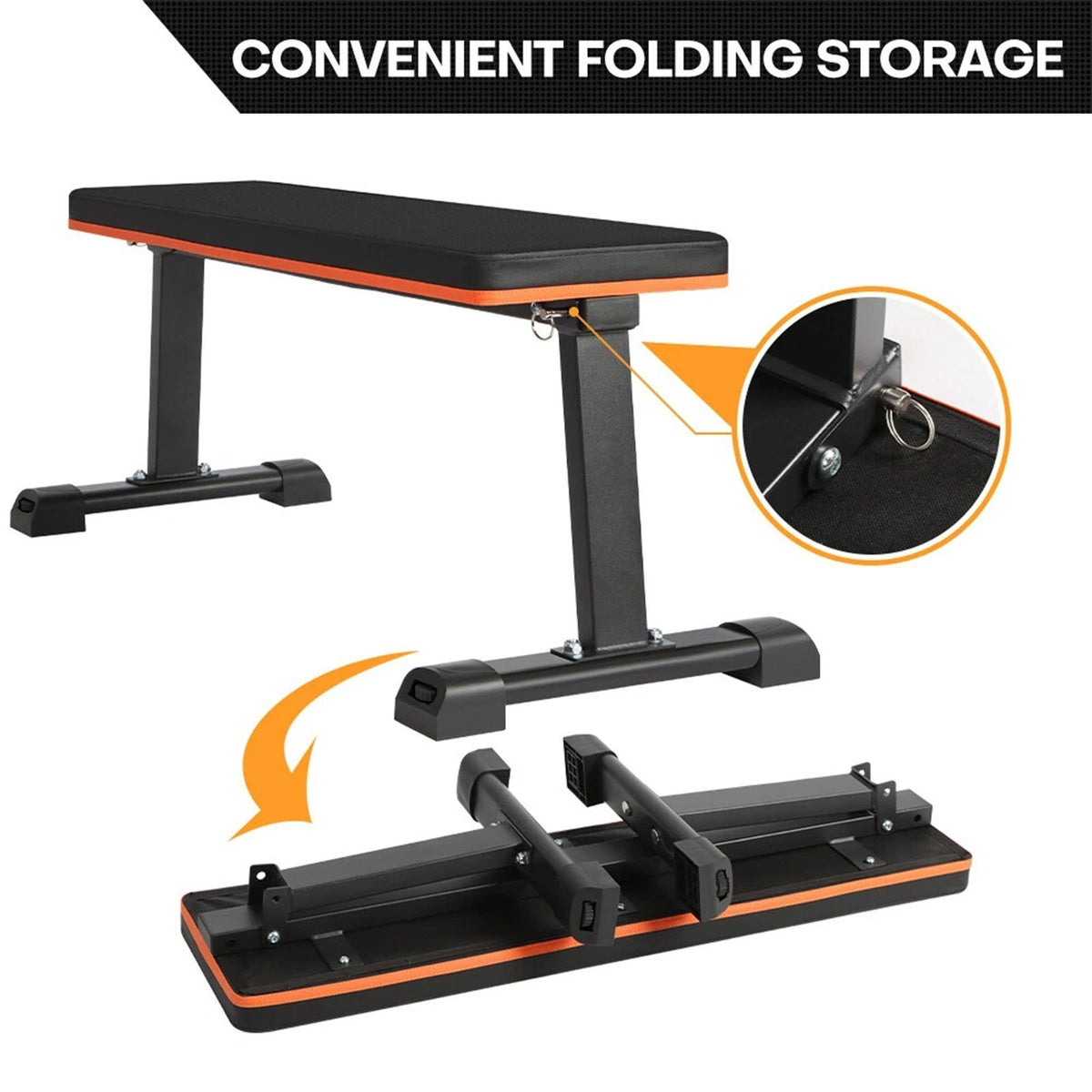 Flat Weight Bench Foldable Strength Training Exercise Home Gym Workout Fitness