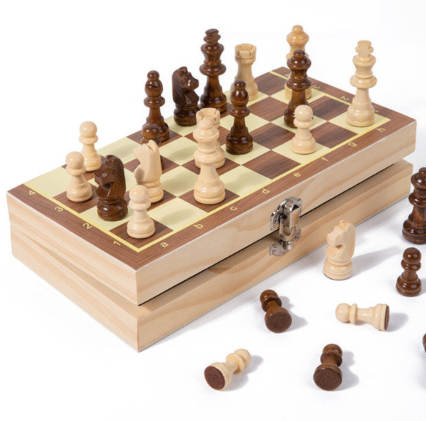 Chess Wooden Set Folding Chessboard Magnetic Pieces Wood Board UK New