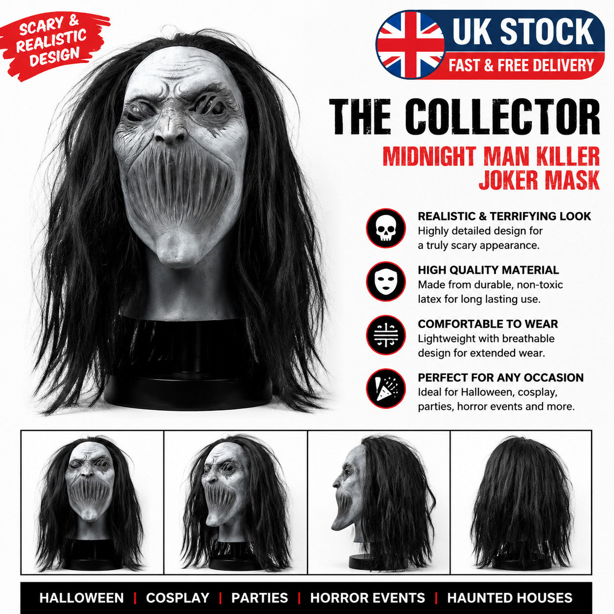 The Collector The Midnight Man Killer Joker Masks Halloween Demon Mask Props🎃