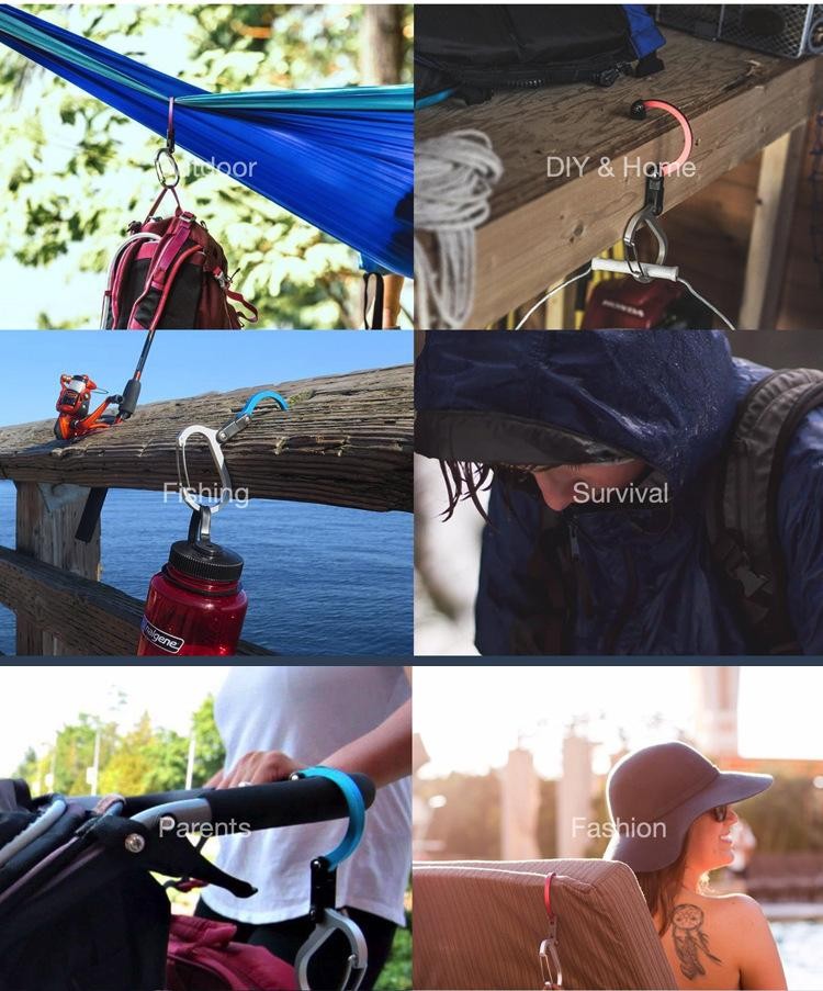 Multi-Functional Carabiner Clip Hook Hanging Buckles Travel Bag Backpack Hanger