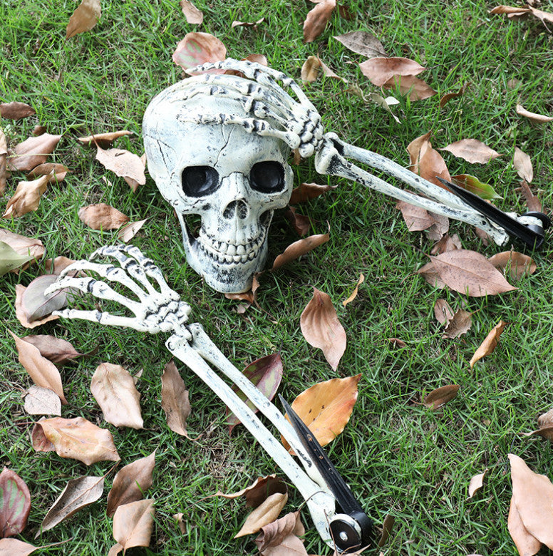 GROUND BREAKING SKELETON PROP LED EYES HALLOWEEN PARTY GARDEN DECORATION BONES