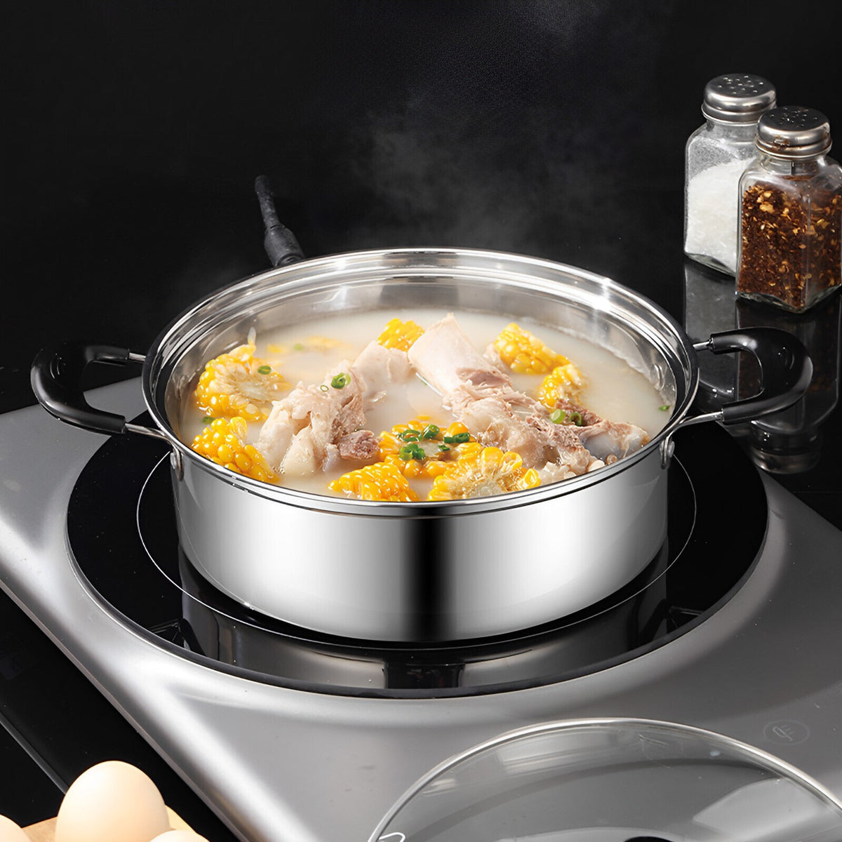 Egg Poacher Stainless Steel Poached Egg Maker Pot Egg Poaching Pan with 4 UK