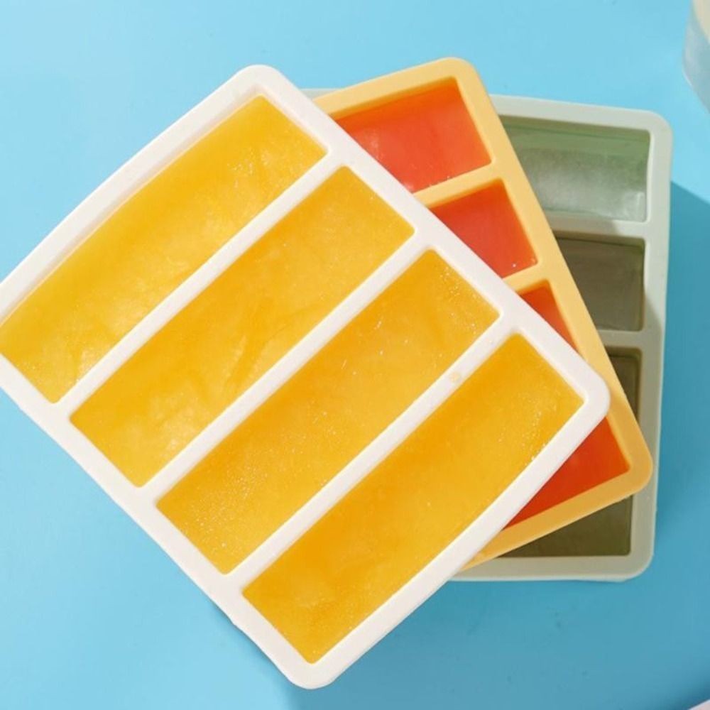 Silicone Food Freezing Molds 4 Grids Food Sauce Storage Durable Freezer Trays