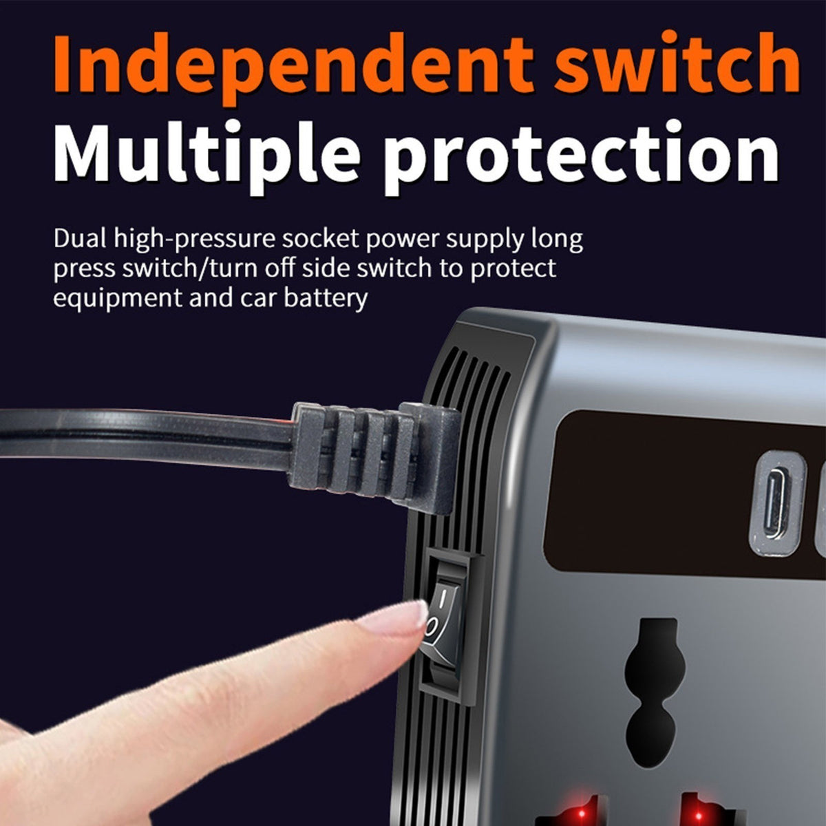 200W Car Power Inverter 12V/24V to 220V Car Converter 4 USB 2TYPE-C and 2 Socket