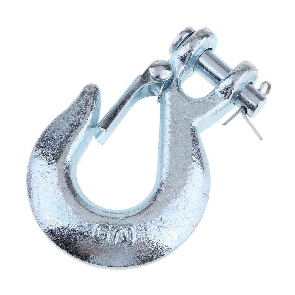 1/4 Inch Winch Replacement Hook with Latch for Trailer ATV Boat Towing