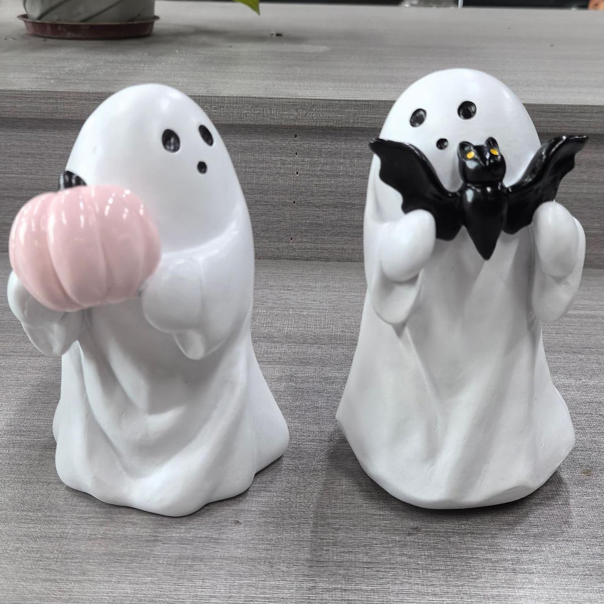 2x Ghost Statues Desktop Ornaments Halloween Decoration Art Crafts Creative