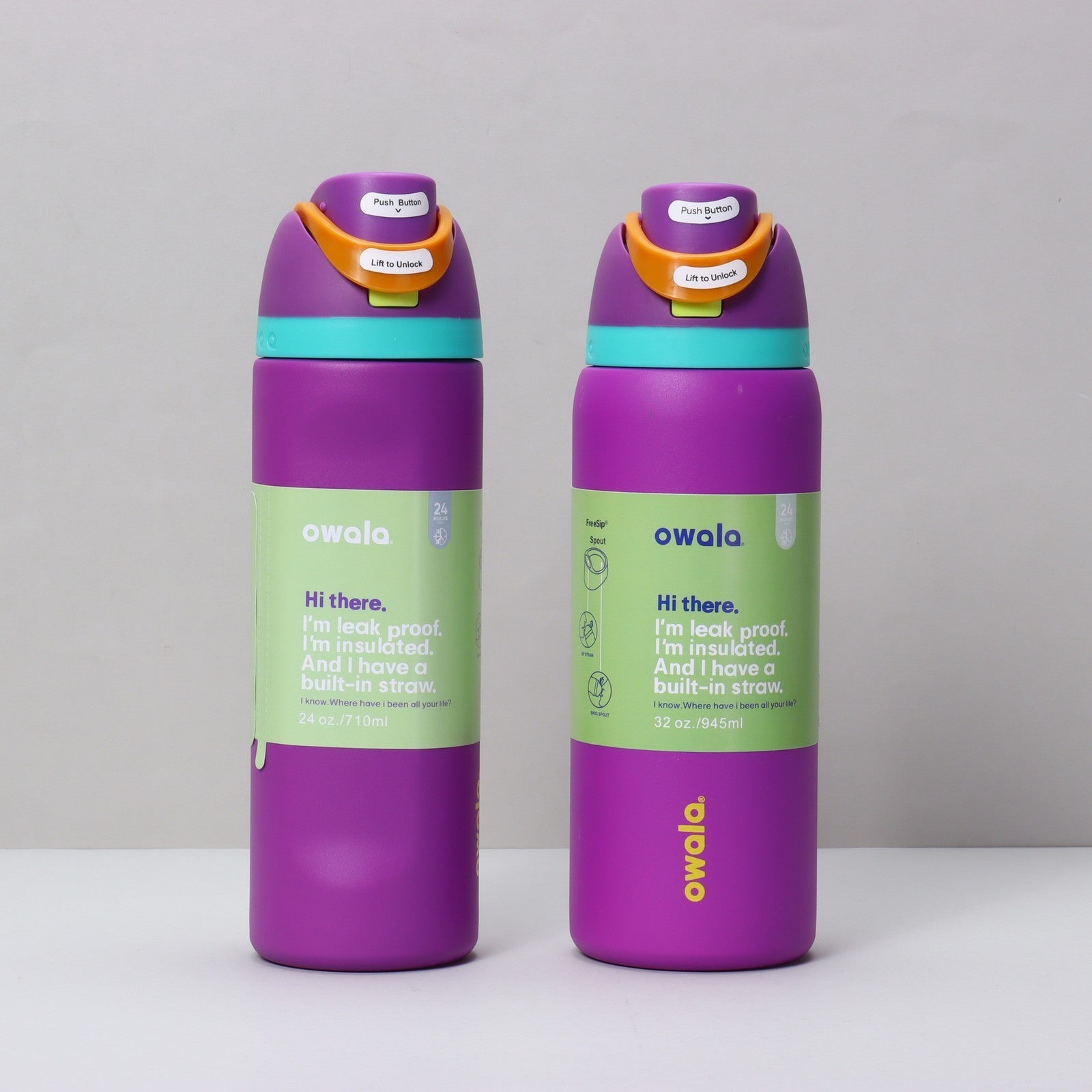 Owala Freesip Water Bottle Stainless Steel 24oz 32oz Multicolor Blue Bow Bottle